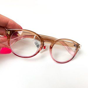 NEW Nordstrom pink brown ombre circle blue light glasses clear lens